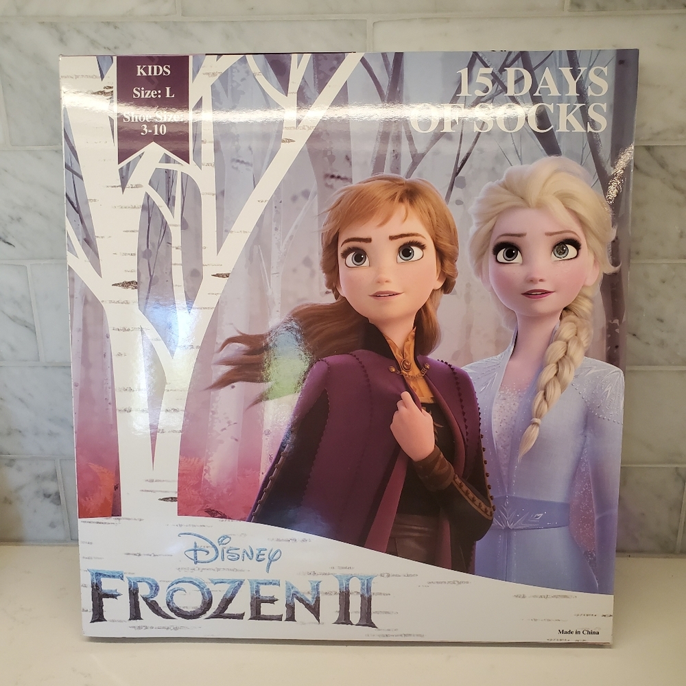 Kid's Disney Frozen Advent Calendar 15 Days Socks No Show Crew Quarter Christmas